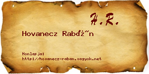 Hovanecz Rabán névjegykártya